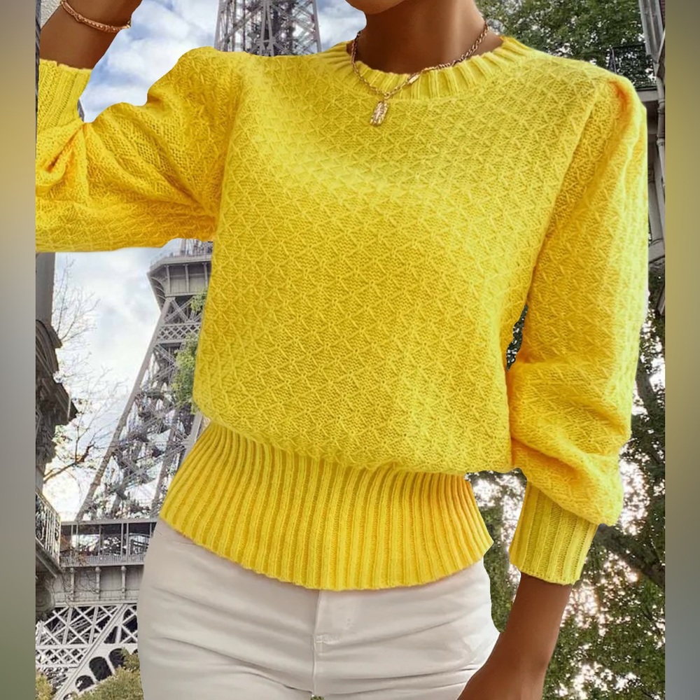 Yellow Argyle Knit Designer Sweater
